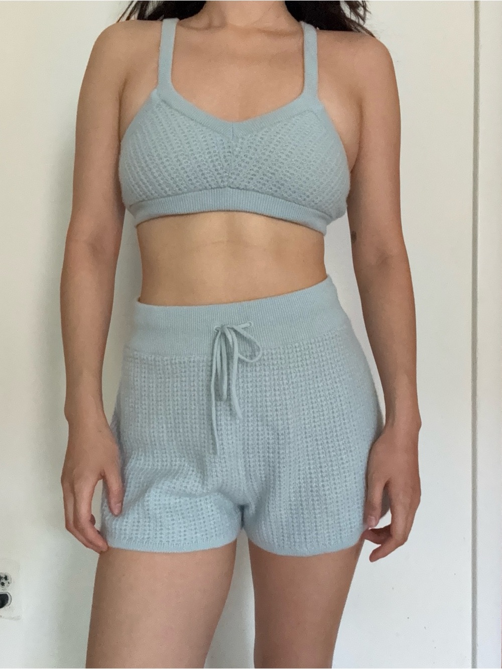 ALO YOGA Soft Sky Blue Cashmere Knit Set